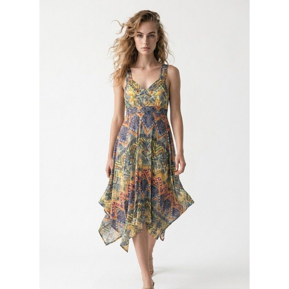 American Rag Cie Tribal Boho Asymmetrical Dress Womens Small Fierce Fiesta Fairy